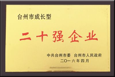 臺(tái)州市成長(zhǎng)型二十強(qiáng)企業(yè)
